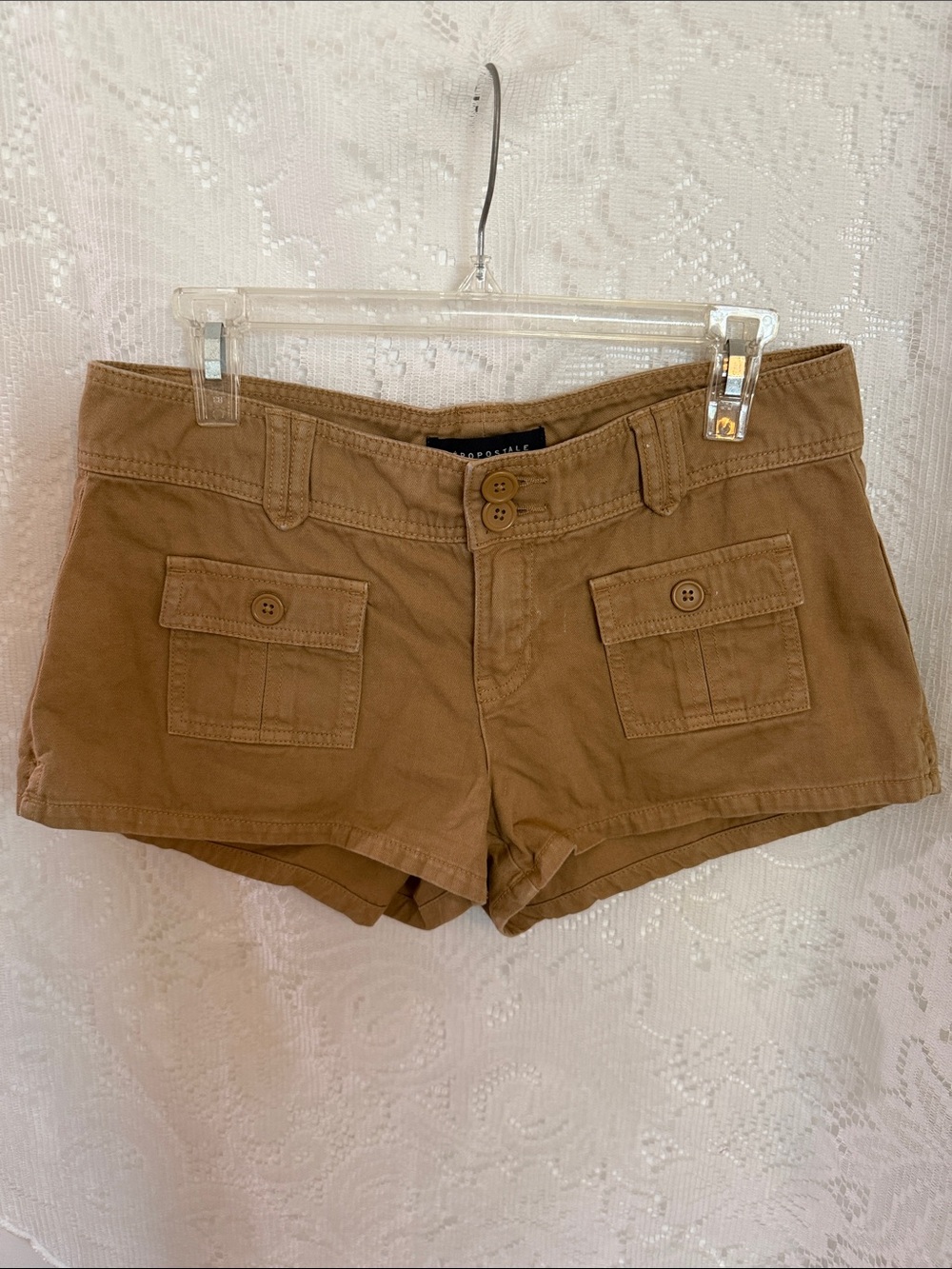 Aeropostale Women's Low Rise Pocket Shorts - Beige